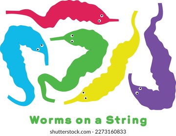 Colorful Worms on a String, Fun and Playful, Popular Meme