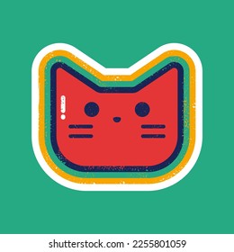 Cara colorida de gato preocupado, vector