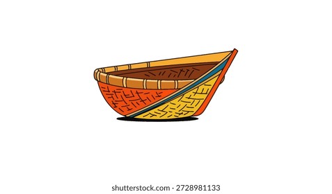 Colorful woven basket with geometric patterns