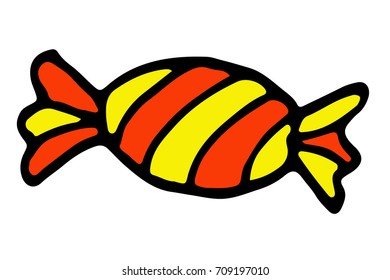 Colorful wrapped candies vector illustration. Hand drawn doodle sketch.