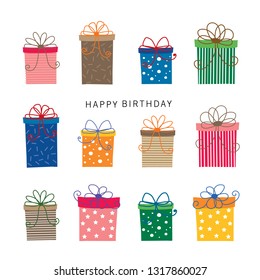 Colorful wrapped Gift Box Birthday Vector