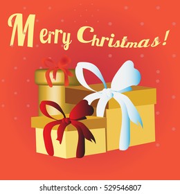 colorful wrapped gift box. Lots of presents.