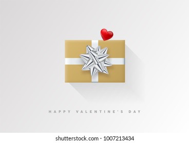 Colorful wrapped gift box with ribbon. 2018 Festive vector illustration. Flat decoration.