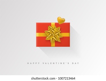 Colorful wrapped gift box with ribbon. 2018 Festive vector illustration. Flat decoration.