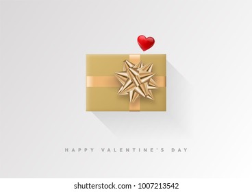 Colorful wrapped gift box with ribbon. 2018 Festive vector illustration. Flat decoration.