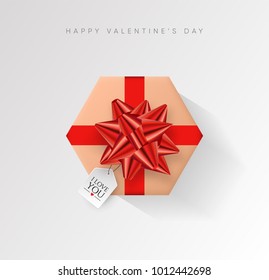 Colorful wrapped gift box with ribbon. 2018 Festive vector illustration. Flat decoration.