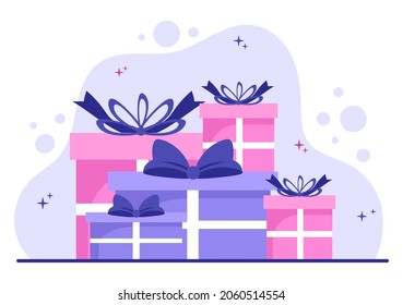 Colorful Wrapped Gift Box with Ribbon and Confetti to Surprise your Friends for Background Vector illustration
