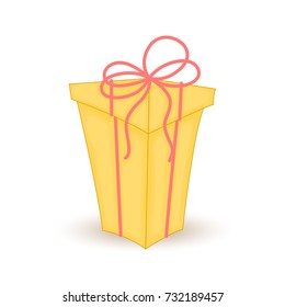 Colorful wrapped gift box.Beautiful Christmas and new-year present box with overwhelming bow. Vector illustration