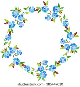 Colorful wreath with leaves and flowers. Vector illustration. Design element for cards, greeting cards, invitations, banners.