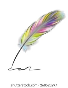 Colorful writing feather