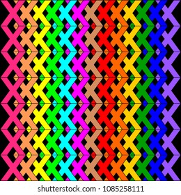 Colorful X alphabet pattern on black background vector