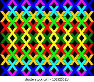 Colorful X alphabet pattern on black background vector