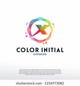 Colorful X logo vector, fast X logo designs template, design concept, logo, logotype element for template