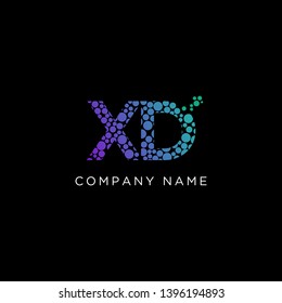colorful XD Initial Letter Logo  Vector  creative dot letter logo inspiration