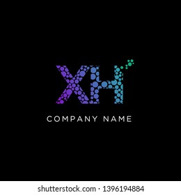 colorful XH Initial Letter Logo  Vector, creative dot letter logo inspiration