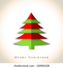 Colorful Xmas tree, fold paper design on abstract background for Merry Christmas celebration, can be use as flyer, banner or poster. 