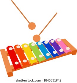 Colorful Xylophone, illustration, vector on white background