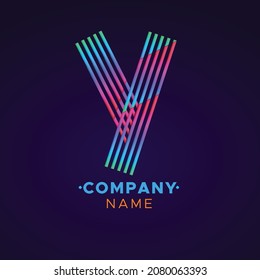 colorful y Letter logo, abstract colorful illustration
