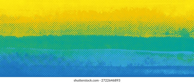 Colorful yellow,  blue, green,  risograph texture background. Vector halftone effect. Noisy texture. 