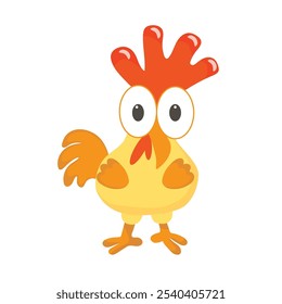 colorful yellow chicken on a white background, hand drawn. vector.