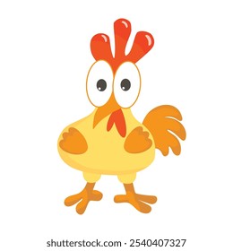 colorful yellow chicken on a white background, hand drawn. vector.