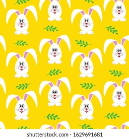 Colorful yellow easter rabbit egg seamless pattern. Vector illustration.