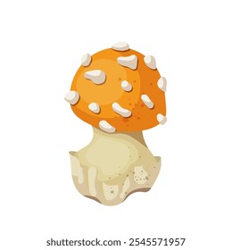 Colorful yellow fly agaric, forest mushroom toadstool. Vector graphics.