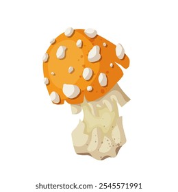 Colorful yellow fly agaric, forest mushroom toadstool. Vector graphics.