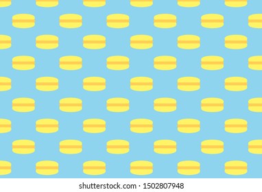 Colorful yellow french macarons - seamless pattern with editable background color. 