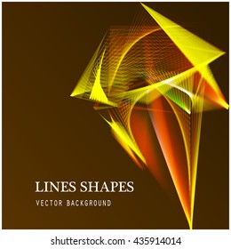 Colorful yellow light Lines vertical isolated on black modern background. Polygons Geometry Background vector