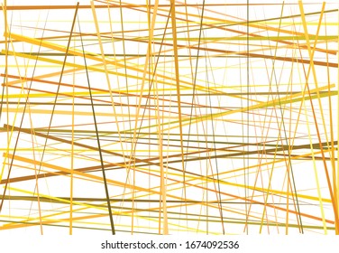 Colorful yellow, orange Abstract geometric art with random, chaotic lines. Straight crossing, intersecting lines texture, stripes pattern