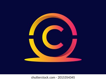 Colorful yellow pink gradient color of C initial letter design