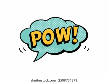 Colorful Yellow POW Comic Speech Bubble.