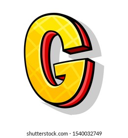 Colorful Yellow And Red Capital Letter G Cartoon Style Vector Illustration