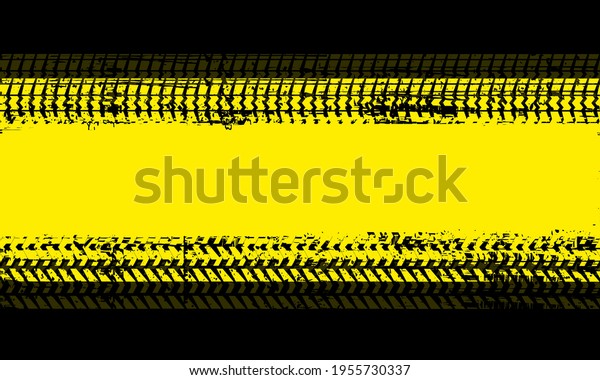 Colorful Yellow Tire\
Track Background. Rubber tires textured on road. Mud grunge effect.\
Vector illustration.