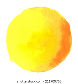 colorful yellow-red watercolor stain with aquarelle paint blotch