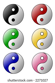 colorful yin-yang symbols (vector)