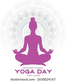 Colorful Yoga Day design featuring pink colour, perfect for wellness, meditation, and fitness themes.