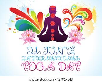 colorful yoga day explode vector illustration