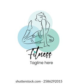 Colorful Yoga and Fitness logo for Female vector illustration with dummy text on white background.