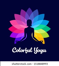 colorful yoga logo design vector template