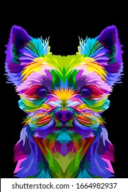 colorful yorkshire terrier dog on pop art style. vector illustration