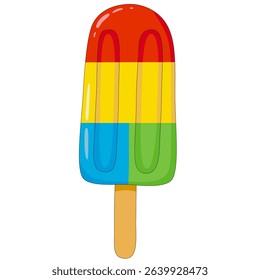 Colorful yummy ice cream on white isolated background. Tastes of different fruits and berries. Summer fresh.