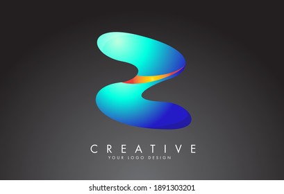 Colorful Z letter logo with twisted lines effect. Rounded font style, vector design template elements for your name or corporate identity.