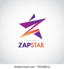 Colorful Zap Star With Letter Z Logo Sign Symbol Icon