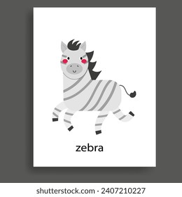  colorful  zebra,ungulate herbivores animals cartoon flat  vector illustration