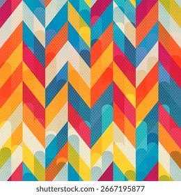 Colorido Zigzag Herringbone. Patrón geométrico sin fisuras.