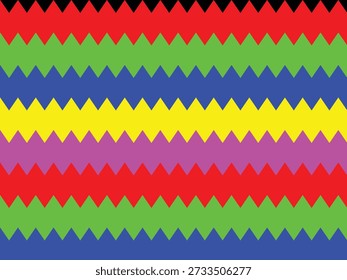 Colorful zigzag pattern with vibrant neon colors in a geometric design, featuring bold red, green, blue, yellow, pink, and black stripes in a dynamic, eye-catching layout perfect for modern graphic design