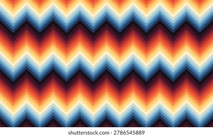 Colorful zigzag pattern with vibrant shades of blue, orange, yellow, and red