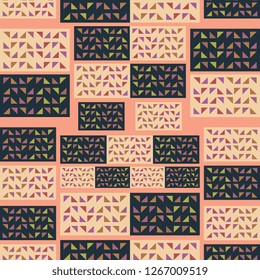 Colorful zigzag square geometric seamless pattern background. Trendy geometrical vector illustration ready for fashion textile print.